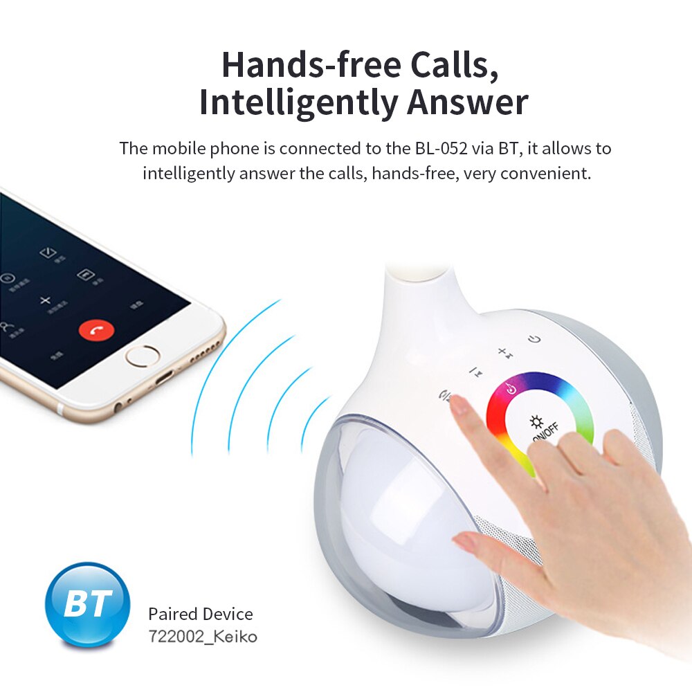 Speaker Smart Adjustable Desk LED Lamp BL-052 BT Wireless Touch Control HD Music Speakers 3-Level Brightness USB Charge Lamp