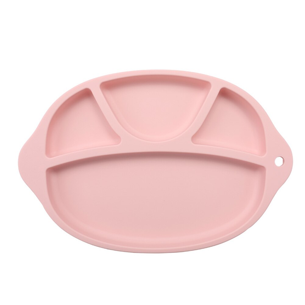 Baby mad container plade silikone børn placemat retter anti-slip børn fodring plader retter skål bordservice sæt: Lyserød