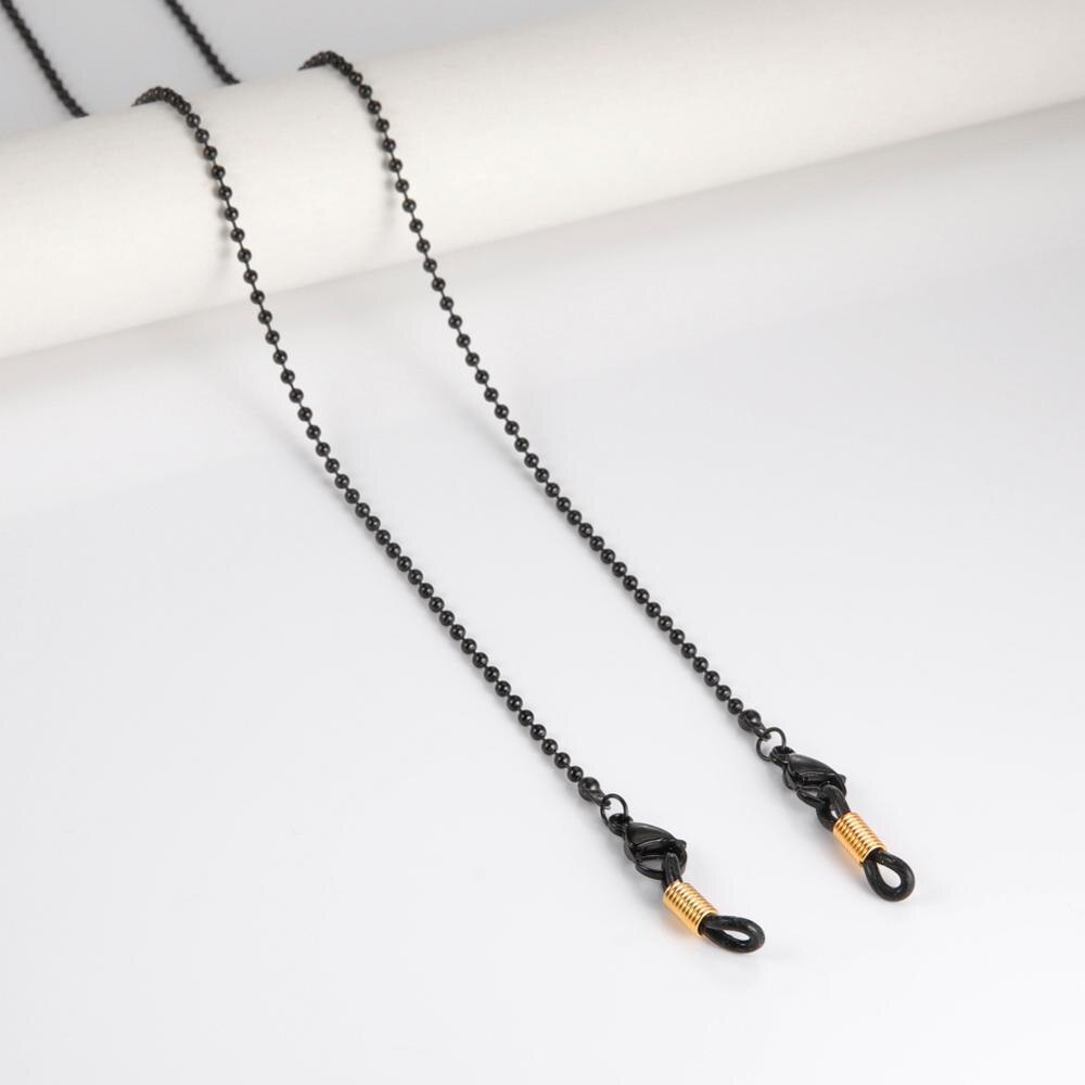 Skyrim Stainless Steel Beaded Glasses Chain Lanyard Women Gold Color Sunglasses Box Chains Eyewear Cord Eyeglass Neck Strap Rope: Beads Black