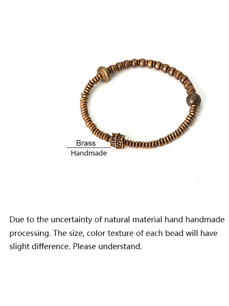 Hammered Brass Copper Alloy Ancient Craft Bracelet Artificial Oxidized Street Style Metal Unisex Male Female Jewelry