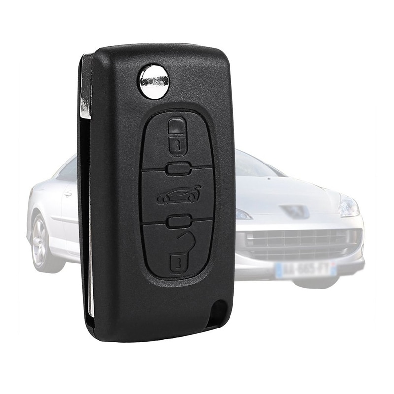 Carcasa de mando a distancia para Peugeot 407 y 407 SW, plegable, 3 botones
