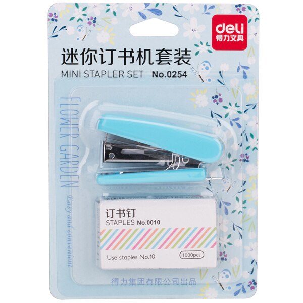 Mini juego de grapadora manual con 1000 Uds. No.10 grapas grapadora papelería oficina engrapadora útiles escolares A6509: Blue