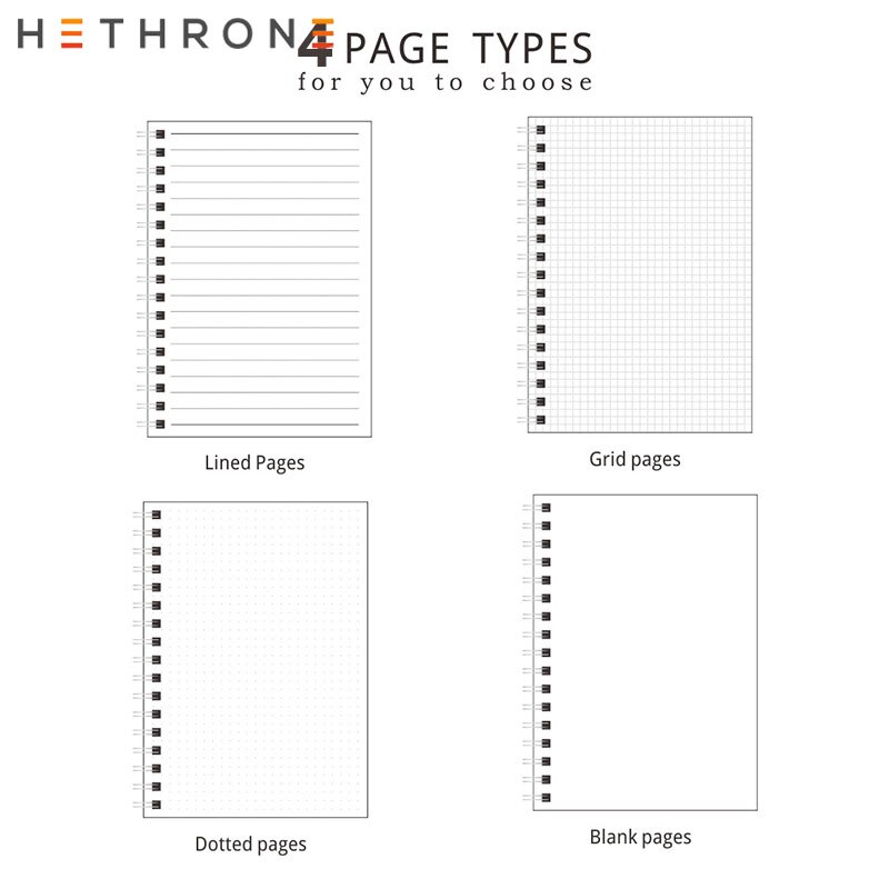 Hethrone A5 A6 Losse Blad Notebook Spiraal Bindmiddel DOT Blank Grid Papier Wekelijkse plan Papier Briefpapier Voor School Kantoor Notepad