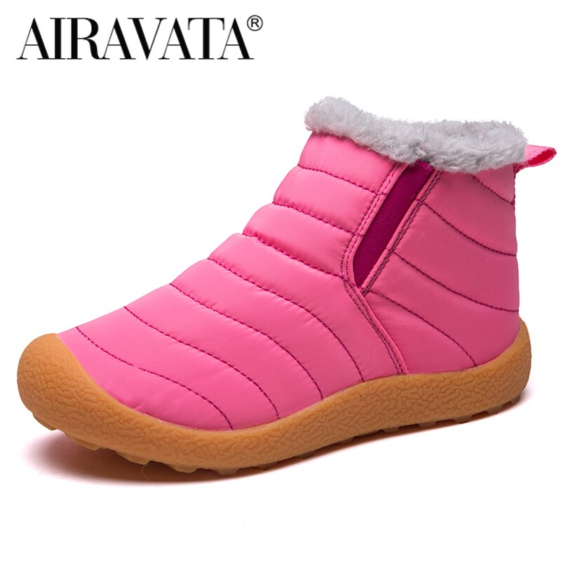 Boys and Girls Winter Warm Short Boots Waterproof Ski-proof Cotton Shoes: Pink / 31