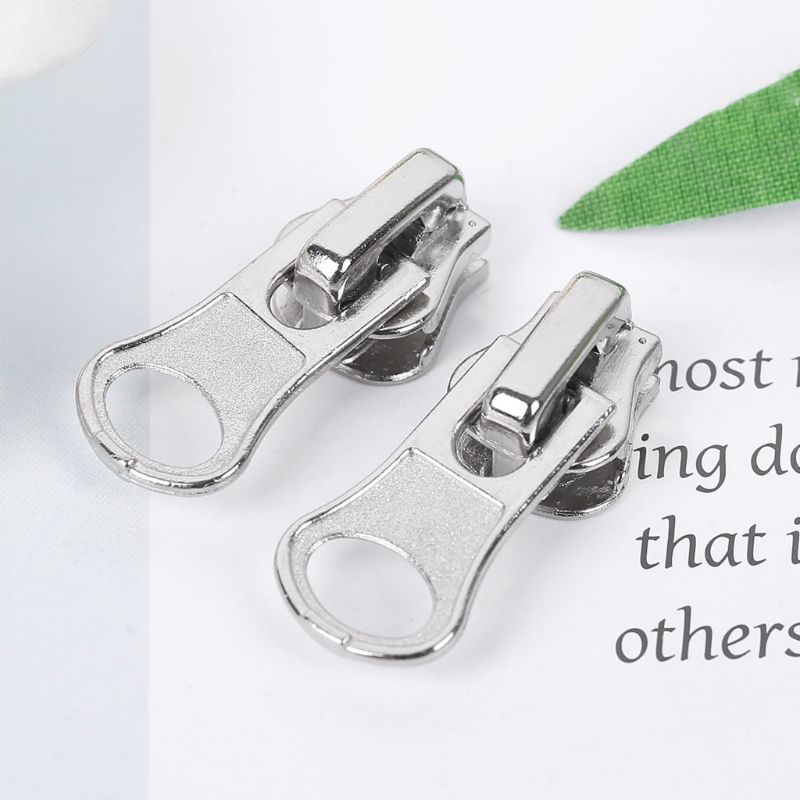 10Pcs/Set 10Pcs/Set 11mm Universal Metal Glitter Steel Color DIY Fix Zipper Puller Repair Kit Replacement Slider Sewing Tailor
