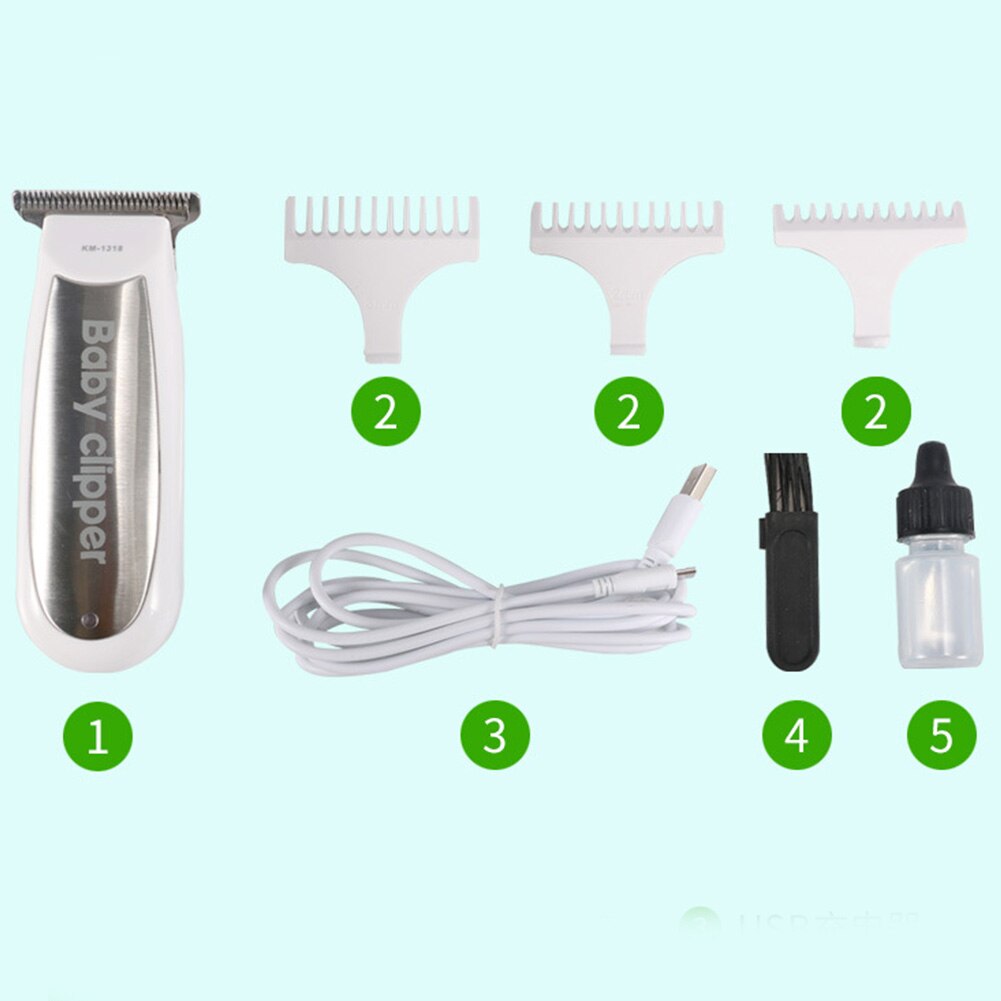 USB Rechargeable Toddler Haircut Shaver Baby Hair Clipper Electric Waterproof Portable Hairdressing Tool Silent Cutting Washable