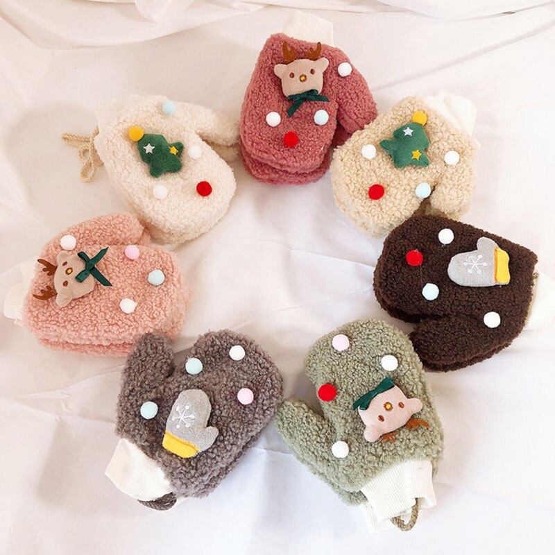 de un bebé de punto cálido para invierno guantes para chicas y chicos niños Patchwork mitones para el exterior guantes de lana al por mayor