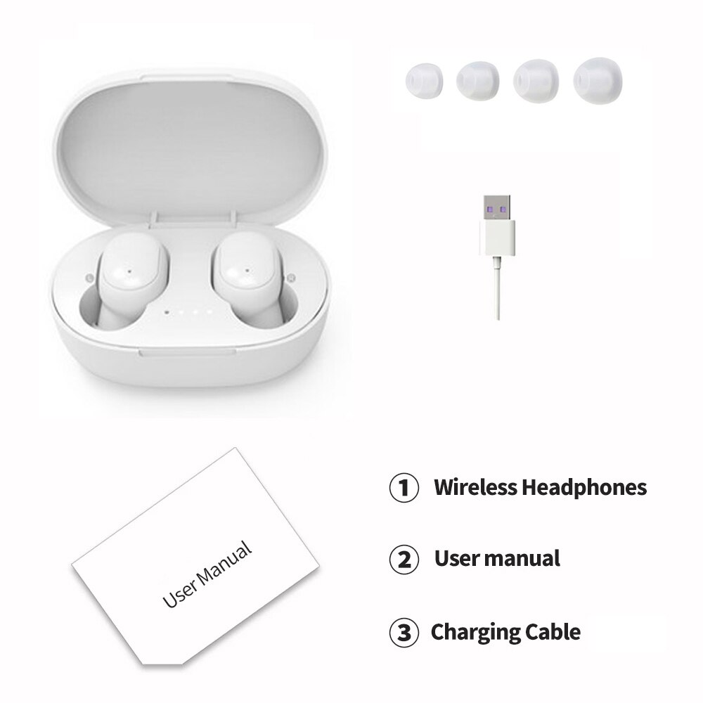 A6s Tws Bass Headset Draadloze Hoofdtelefoon Oortelefoon Sport Mini Stereo In-Ear Voor Xiaomi Huawei Iphone Bluetooth Telefoon Oortjes: WHITE