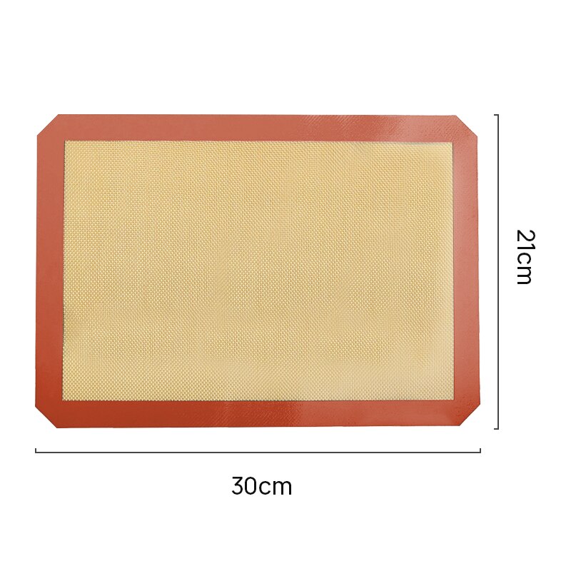 Herbruikbare Siliconen Bakken Mat Vel Voor Oven Hittebestendige Macaron/Gebak/Cookie Making Pad Vel Anti-aanbak Rolling Deeg matten: 30 x 21CM-red