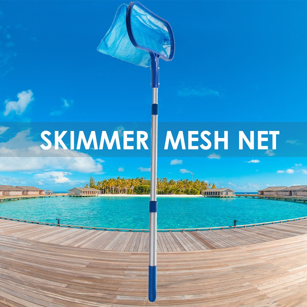 1 Pcs Swimming Pool Skimmer Net Telescopic Pole Ponds Cleaning Debris Leaf Rake Skimmer Net with Adjustable Telescopic Pole