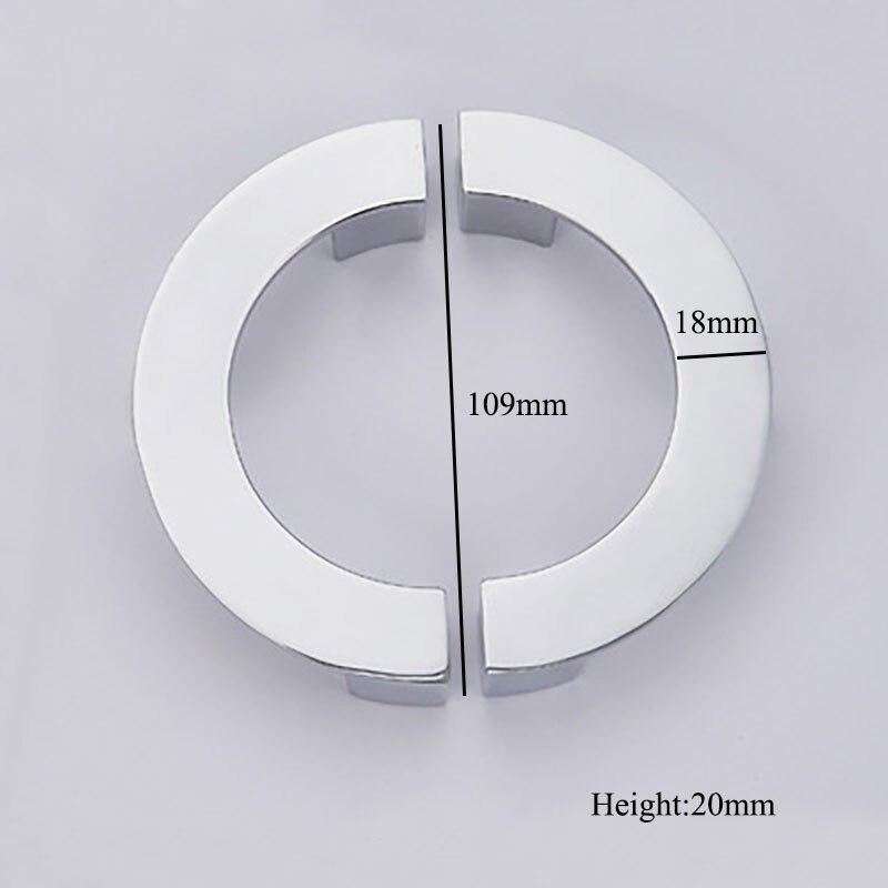 Light Silver Semi-Circle Cabinet Handles Chrome Large Round Wardrobe Knobs Drawer Pull Handle Zinc Alloy Furniture Hardware: 109mm