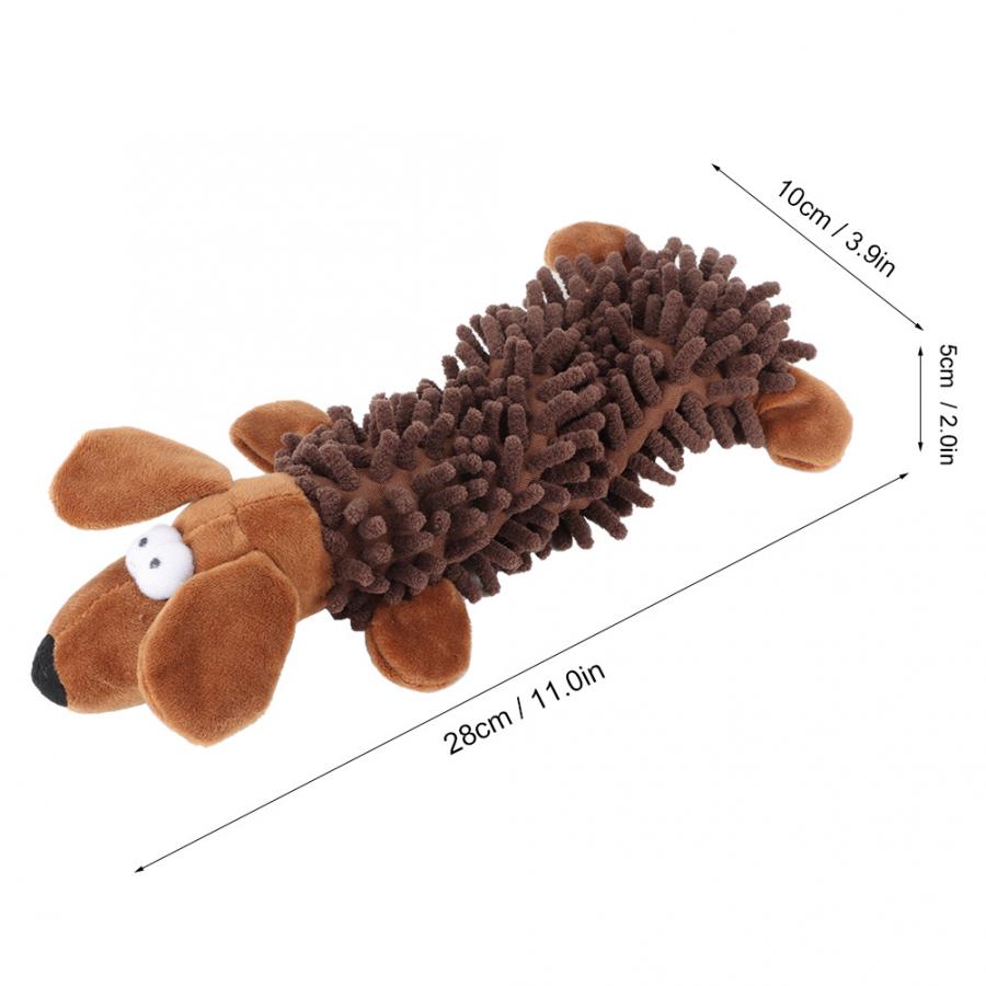 Pet Cat Small Dog Plush Toy Cute Animal Shape with Sound Device for Molar Teeth Playing Biting Small Dog Toy Pet Cat Plush Toy: Brown