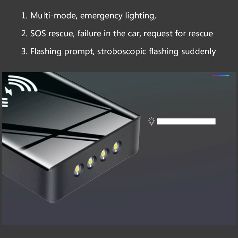 Wireless Charge Car Jump Starter Smart Clip Emergency Battery Booster Power Bank D7YA