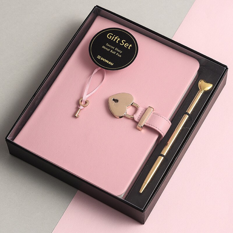 Secret Notebook Ruled Journal Lined Diary With Lock Heart Lock: pink / A6 with box