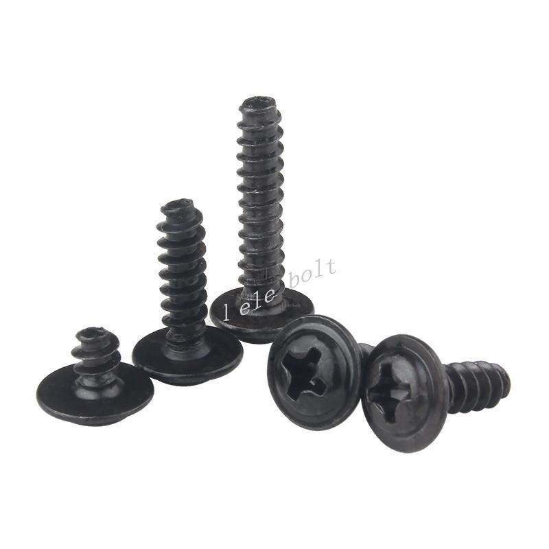 M3 Phillips Screw PWB Round Head With Washer Self- tapping Screw Black Plated PWB Screw