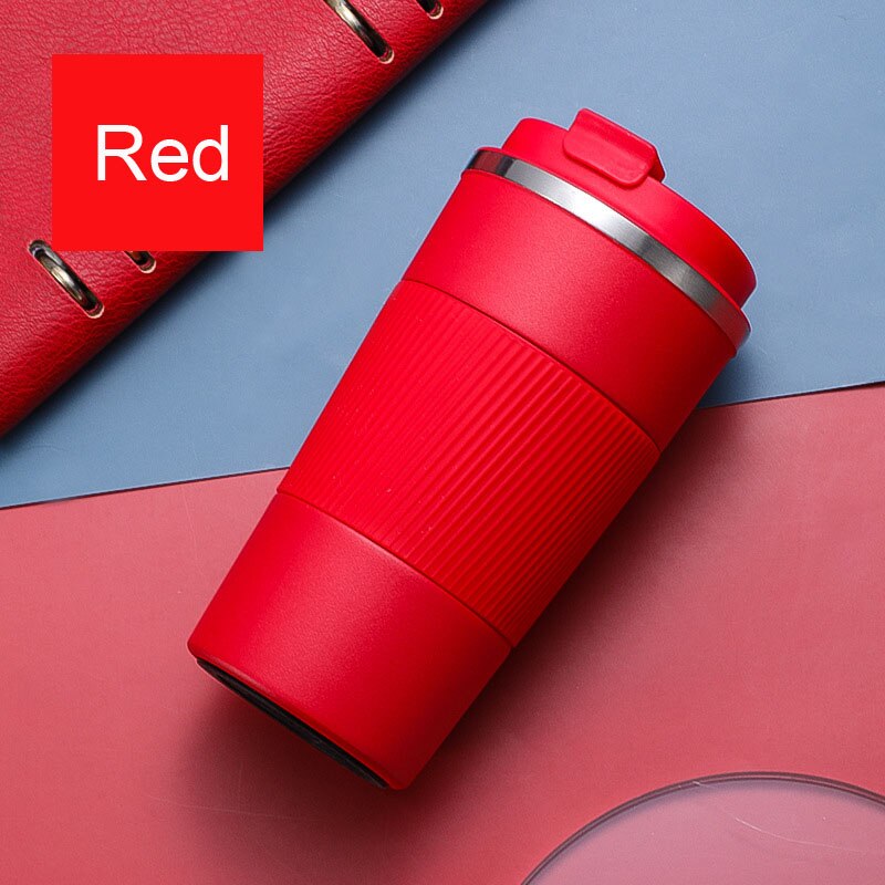 Thermos Coffee Mug Cup 304 Stainless Steel Insulated Tumbler Vacuum Thermos Cup Travel Cup for Cold Ice Drinks: 380ml / Red- thermos mug
