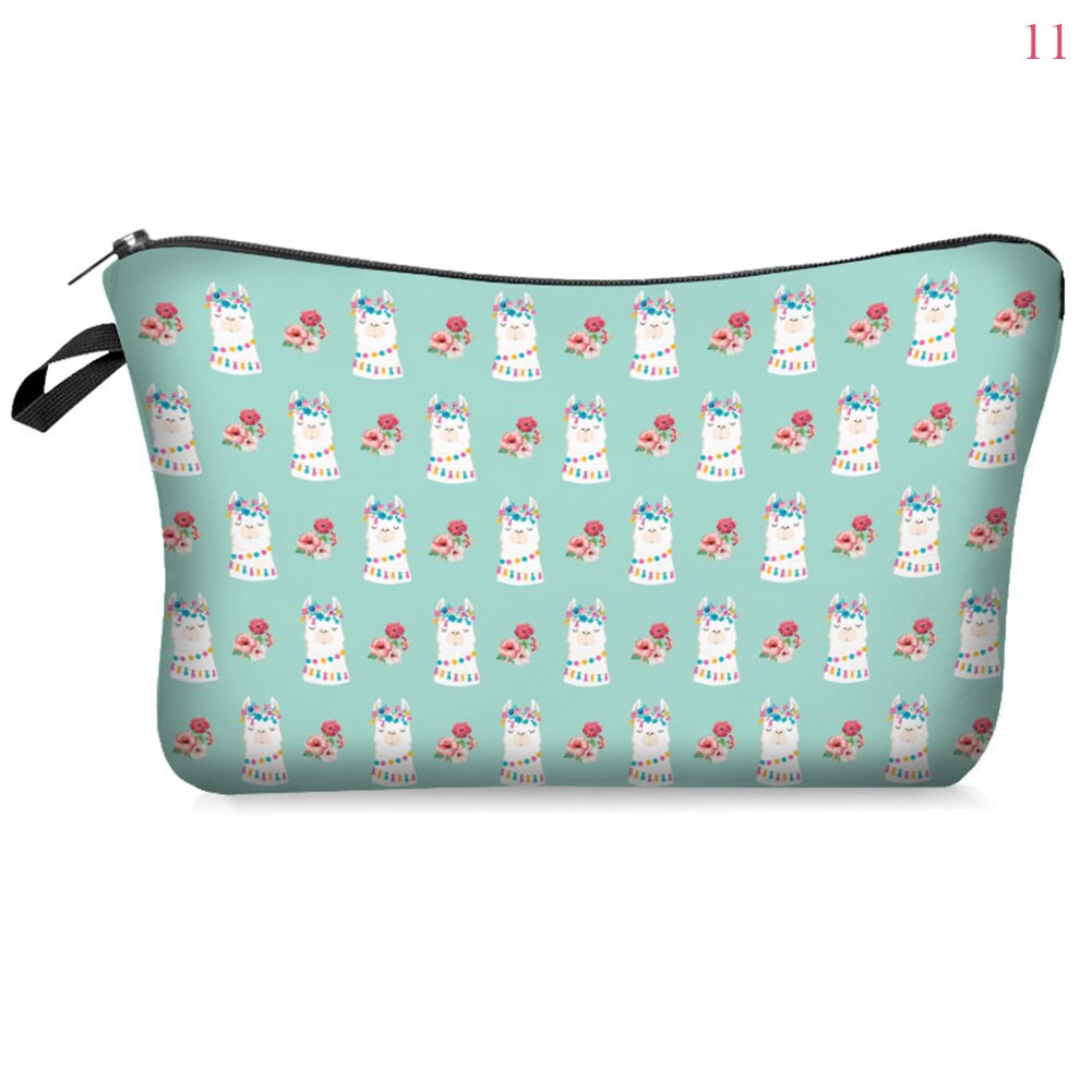 Saco cosmético à prova dwaterproof água impressão folha de alpaca saco de toalete para viagens organizador maquiagem beleza bolsa feminina zíper bolsa: 11