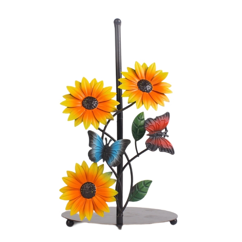 Countertop Paper Towel Holder Kitchen Roll Paper Stand Flowers Christmas Iron Napkin Stand Vertical Tissue Holder: Lavender