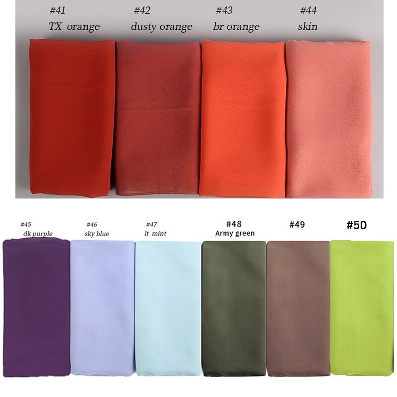 10 pièces/lot femmes en mousseline de soie écharpe plaine bulle en mousseline de soie Hijab châles enveloppes tête écharpe Femme bandeau musulman Hijabs foulards Bandanas: Color Swatch 5