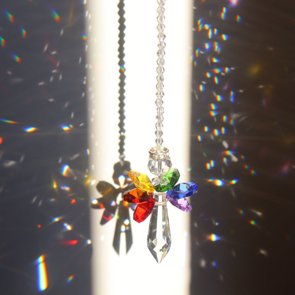 Rainbow Crystal Hanging Crystal Wind Chimes Butterfly Bird Prisms Crystal Pendant for Window Garden Home Decoration: Multicolor