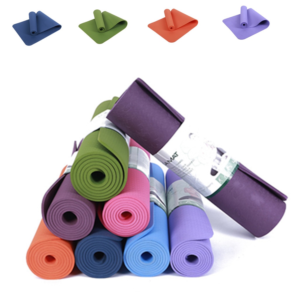 8mm Fitness mats TPE Yoga pads gym exercise accessories Pilates training sport mats for yoga Girl body shaping matt mats black