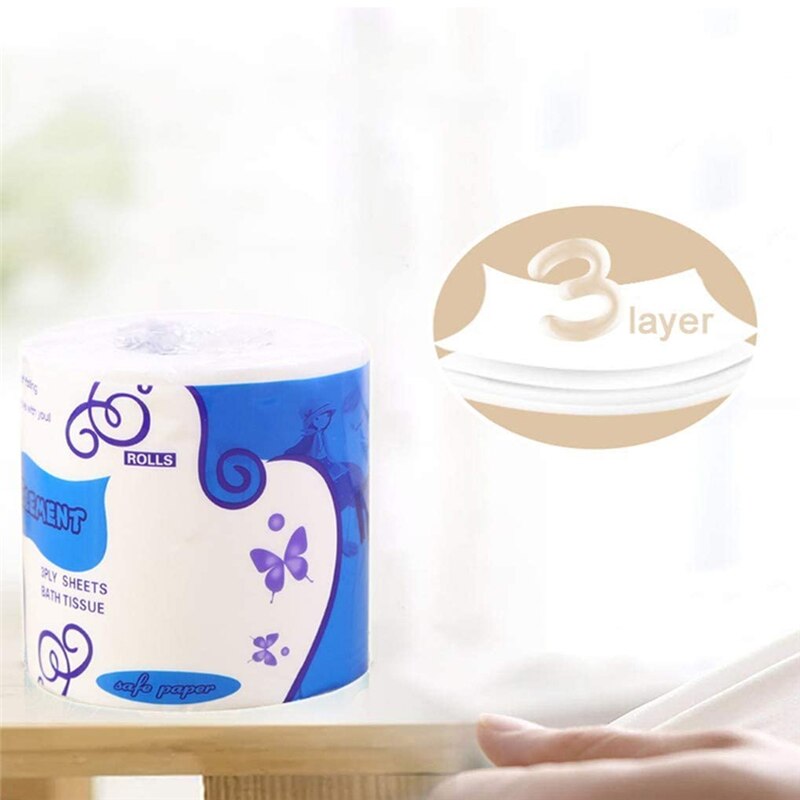 1 Roll Soft 3-Ply Toilet Paper Home Kitchen Toilet Tissue Strong and Highly Absorbent Hand Towels Roll Paper for Daily Use