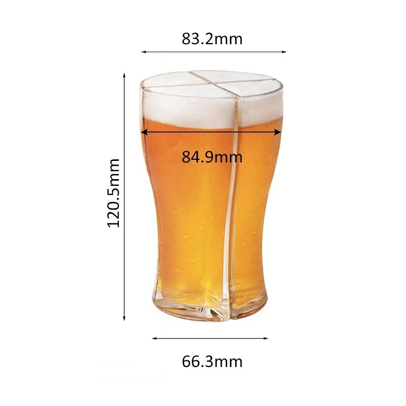 Super skonare ölglas mugg kopp separerbar 4 delar stor kapacitet tjockt ölglas glas transparent för klubbbar fest: Små