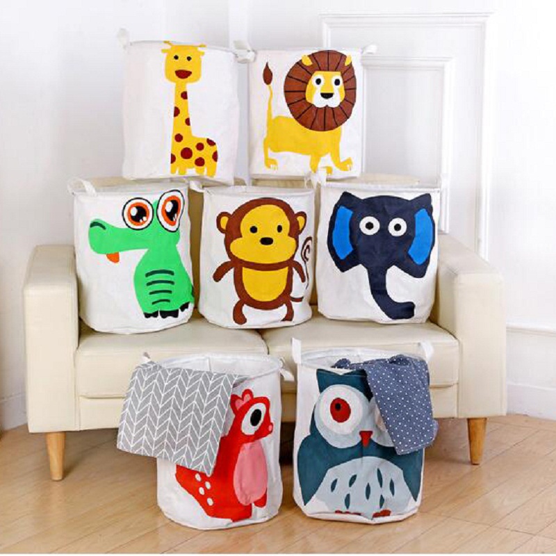 Large animal laundry basket toy storage picnic basket box cotton wash clothes box baby organizer