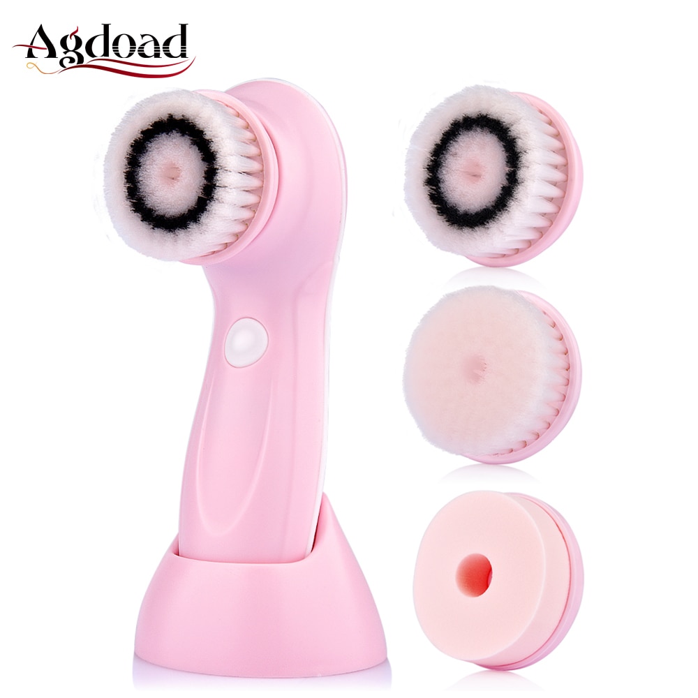 AGDOAD Face Cleansing Brush Electric Face Skin Cleaning Tools with 3 Types Brush Head USB Charging Deep Cleansing Facial Brush
