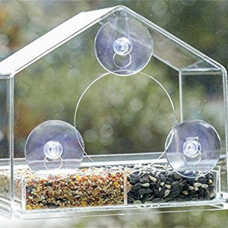 Perroquet tourterelle canari volière fenêtre transparente mangeoire pour oiseaux en plein air pour oiseaux récipient d'alimentation pour nourriture Pigeon fournitures pour animaux de compagnie