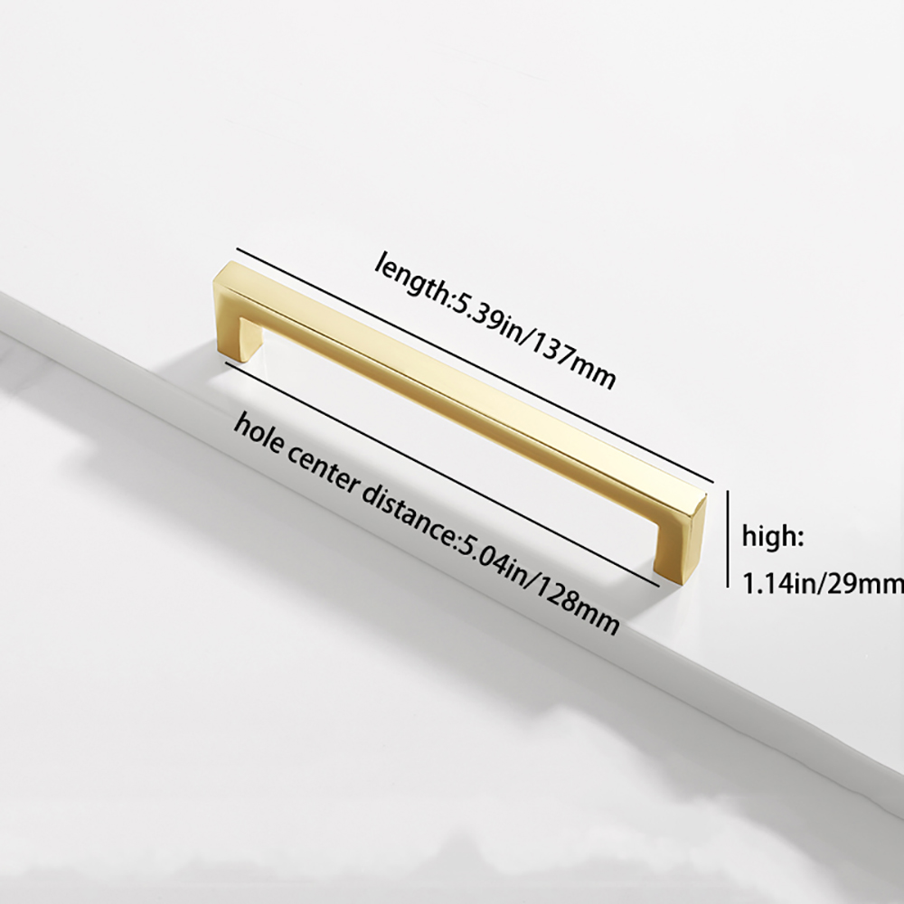 Square bright gold,silver, black cabinet door handle kitchen cabinet drawer closet extension aluminum handle: Black/Gold