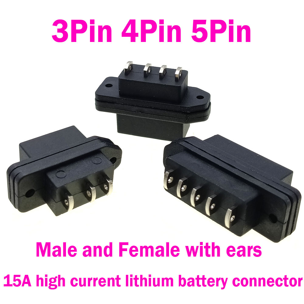 High Current Electric Car Power Connector 15A Power Connection Plug-in Battery 3Pin 4Pin 5Pin Male Female Sockets with ear