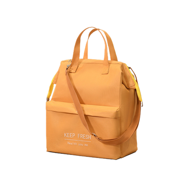 Foil Lunch Bags Macaron Waterproof Thermal Pack with Shoulder Strap Multifunctional Large Capacity Thickened Bento Handbag: Yellow / S