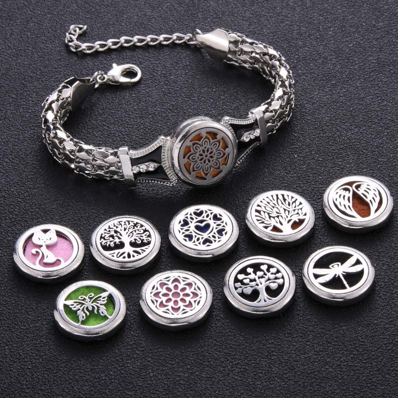 10 Styles Life Of Tree Aroma Bracelet Adjustable Bangle Essential Oil Diffuser Perfume Aromatherapy Chain Bracelet Locket