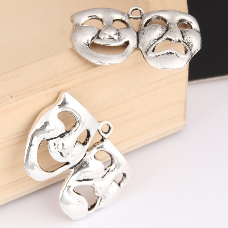 15 Stuks Zilver Kleur 30.5X22Mm Masker Charms Gelukkig En Sad Face Hanger Theatre Voor Diy Handgemaakte sieraden Maken Accessoire