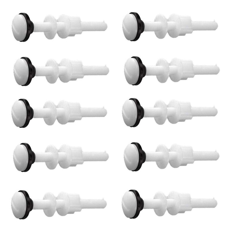 Paquete de 10 pernos de plástico con arandelas adecuadas para sujetar y reparar su tanque o asiento de inodoro fácil de instalar