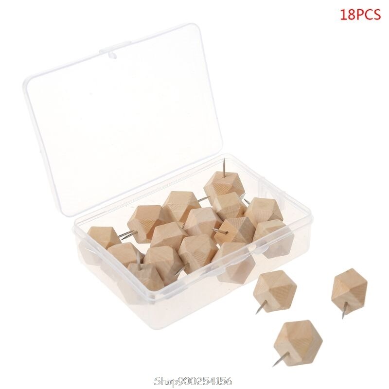 Wooden Thumbtack Board Pins Pushpins Drawing Photo Wall Studs Nail Office School Supplies O01 20: D