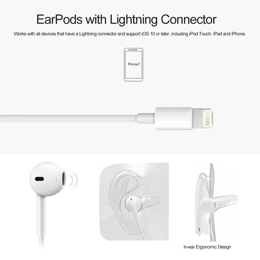 Écouteurs Apple d'origine avec connecteur Lightning écouteurs filaires Microphone à distance en ligne pour iPhone 7 7 Plus 8 8 Plus casque