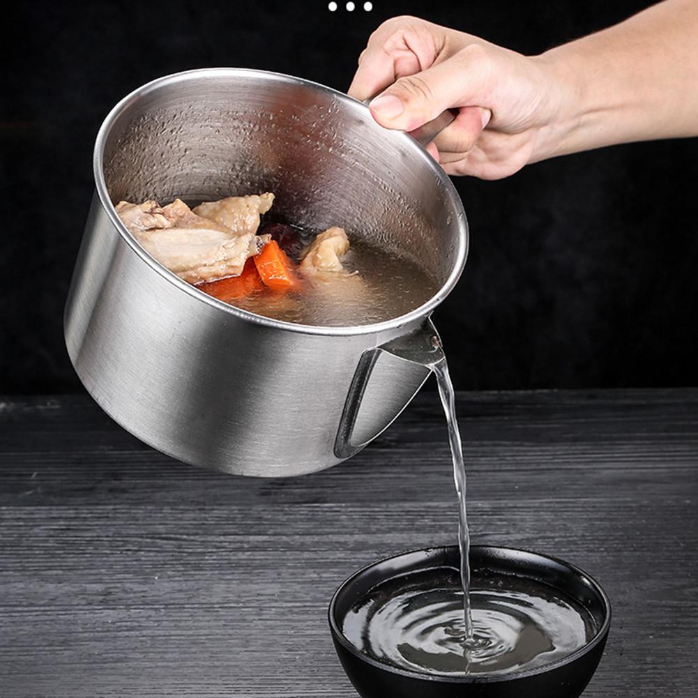 Køkken fedtudskiller 304 rustfrit stål olie suppe separator olie filter si gryde madlavning køkken gadgets si skål