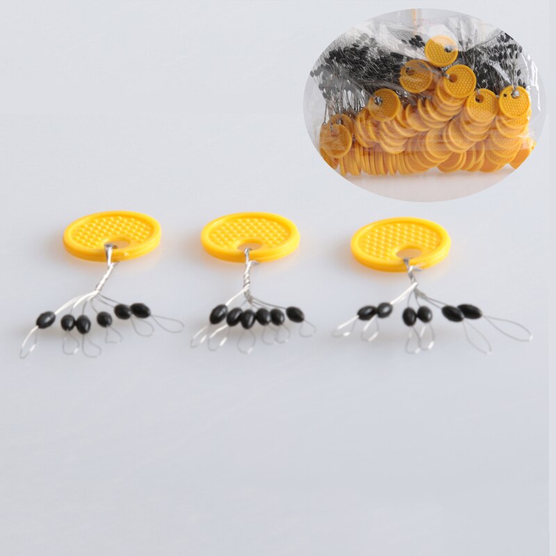 50pcs/lot 6 in 1 Fishing Float Black Rubber Stopper Fishing Space Bean Stopper Float Line Stops Fishing Tackle pesca S M L XL