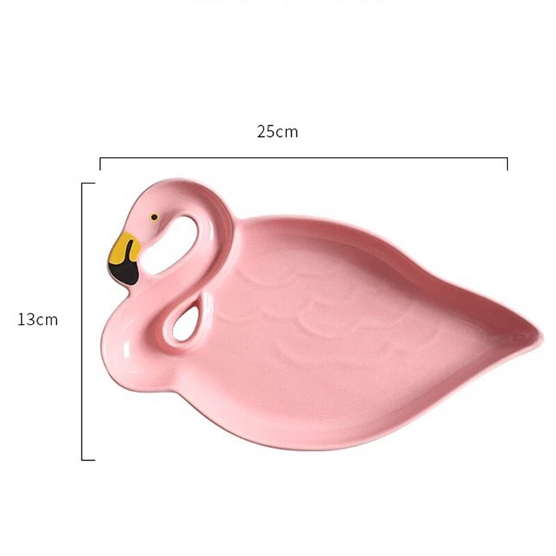 Pink Flamingo Soup Plates Cute Pastry Fruit Cake Dishes Tray Salad Sushi Dinner Ceramic Tableware Girl Xmas: KN8056-L