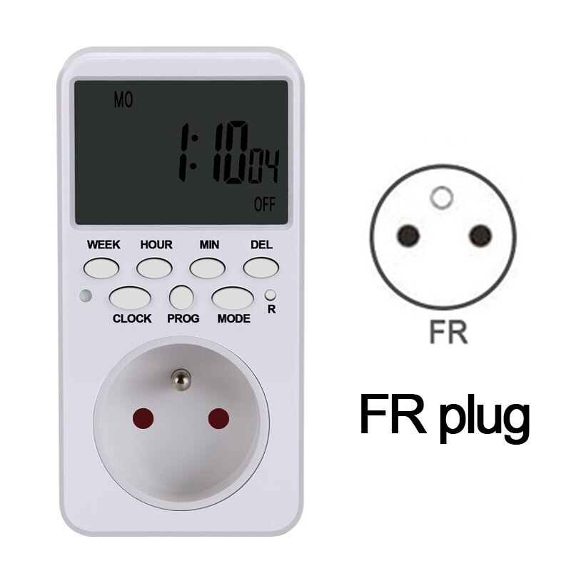 Eu us plug elektronische digitale tijdschakelaar tijdrelais 230v keukentimer 12/24 uur programmeerbare timer stopcontact schakelaar controller: Fr-stekker