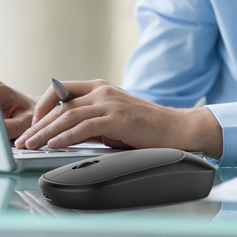 Black Portable Wireless Mouse RGB Optical1600dpi Computer Mouse Simple Optical Mouse Silent Mice Ergonomic for Home
