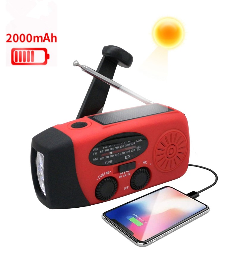 Solar Powered Radio Am/fm/noaa Weather Dynamo Led Flashlight Waterproof Outdoor Multifunctional Hand Radios Combination Headligh