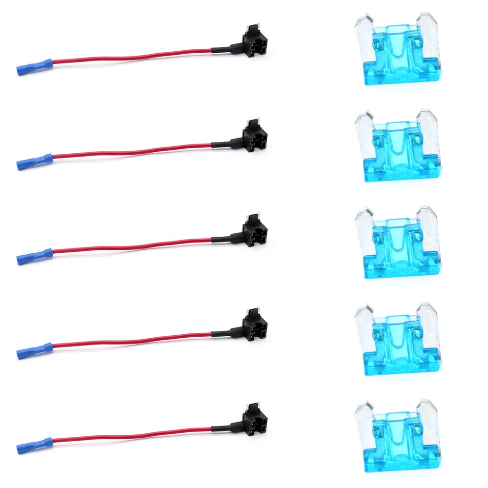 10Pcs Car Mini Fuse Tap Adapter 12V Car Add-a-circuit Low Profile Fuse Adapter Mini Blade Fuse Holder with 5Pcs 15A Fuses