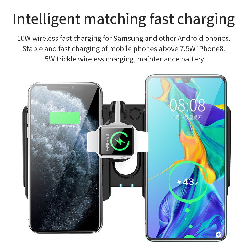 Wireless Charging Qi Wireless Charger 5 in 1 Dock for Apple iWatch 4 3 2 1 Charging Startion for Airpods Fast Wireless Chargers