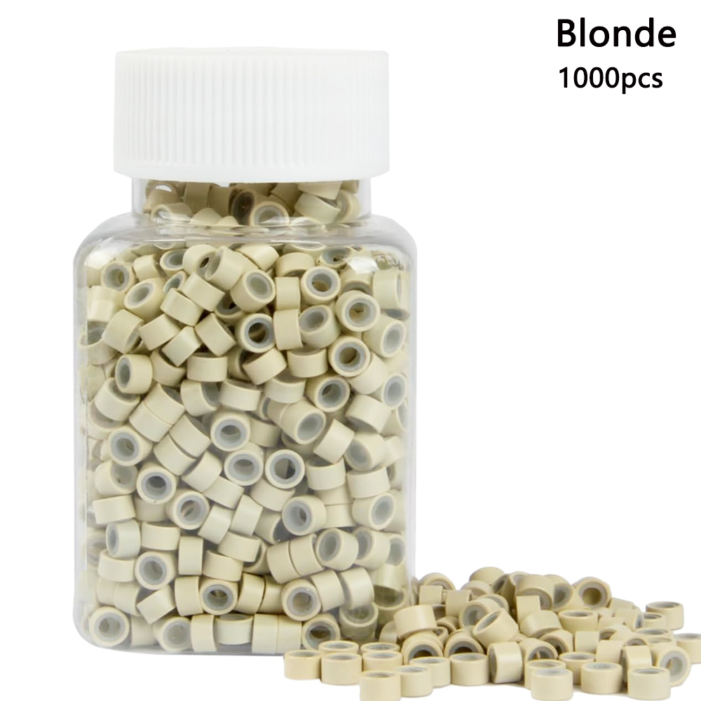 500 Uds extensión de cabello Micro anillos enlaces cuentas, cuentas forradas de silicona de 5mm para herramienta de extensiones de cabello: Verde