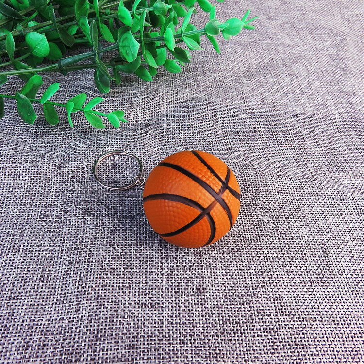 Sports Basketball Model Ball Toys PU Soft Basketball Small Football Rugby Baseball Love Keychain Pendant: White