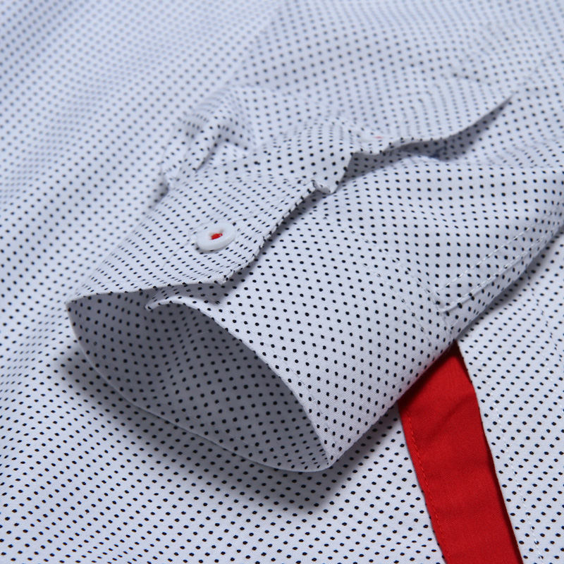 Brand slim fit herre langærmet business skjorte bomuld herre polkaprikker casual camisa social herre skjorte social størrelse