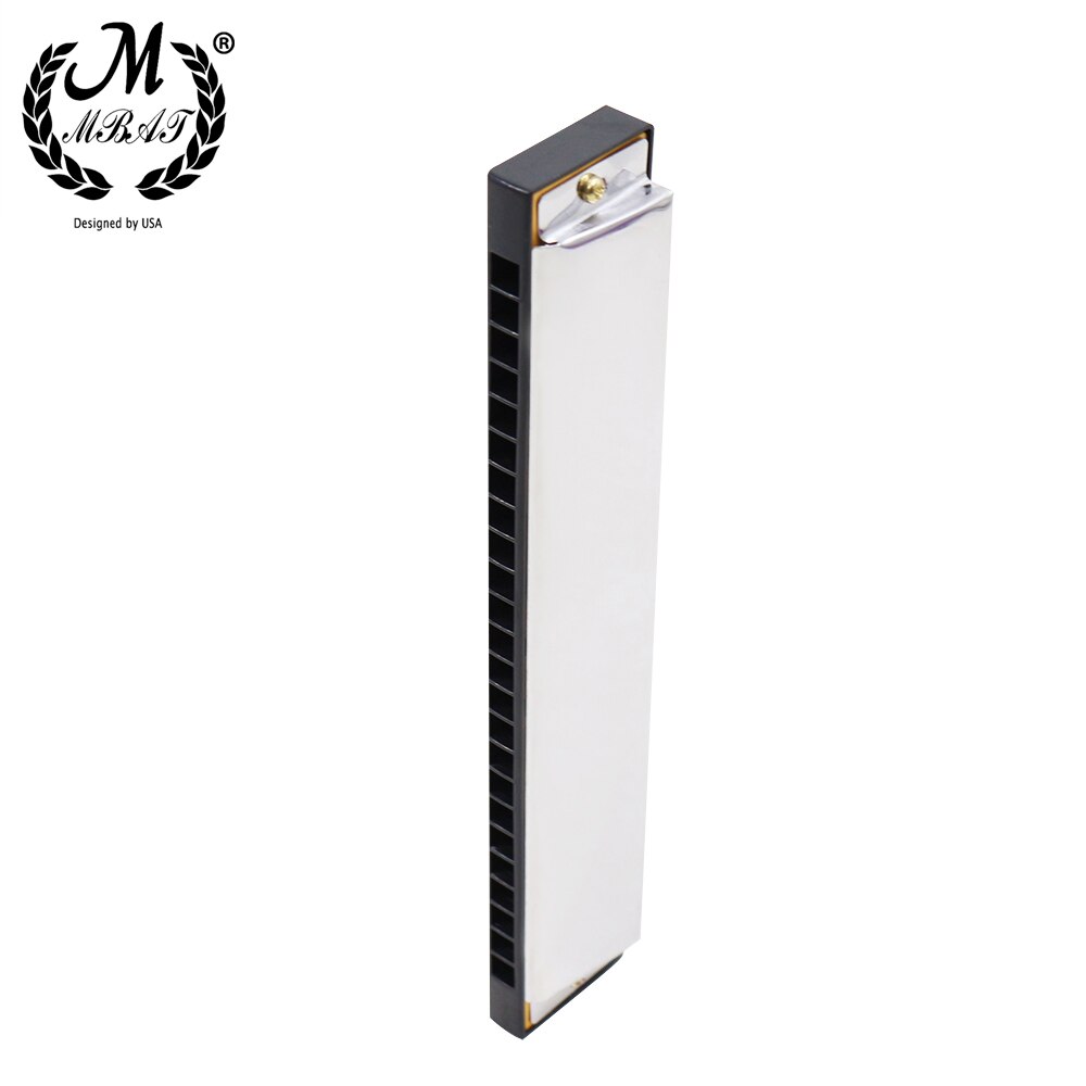 M MBAT 24 Holes Harmonica Tremolo Key C Silver Blues Jazz Rock Musical Instrument Diatonic Harp Beginner Musical Instrument